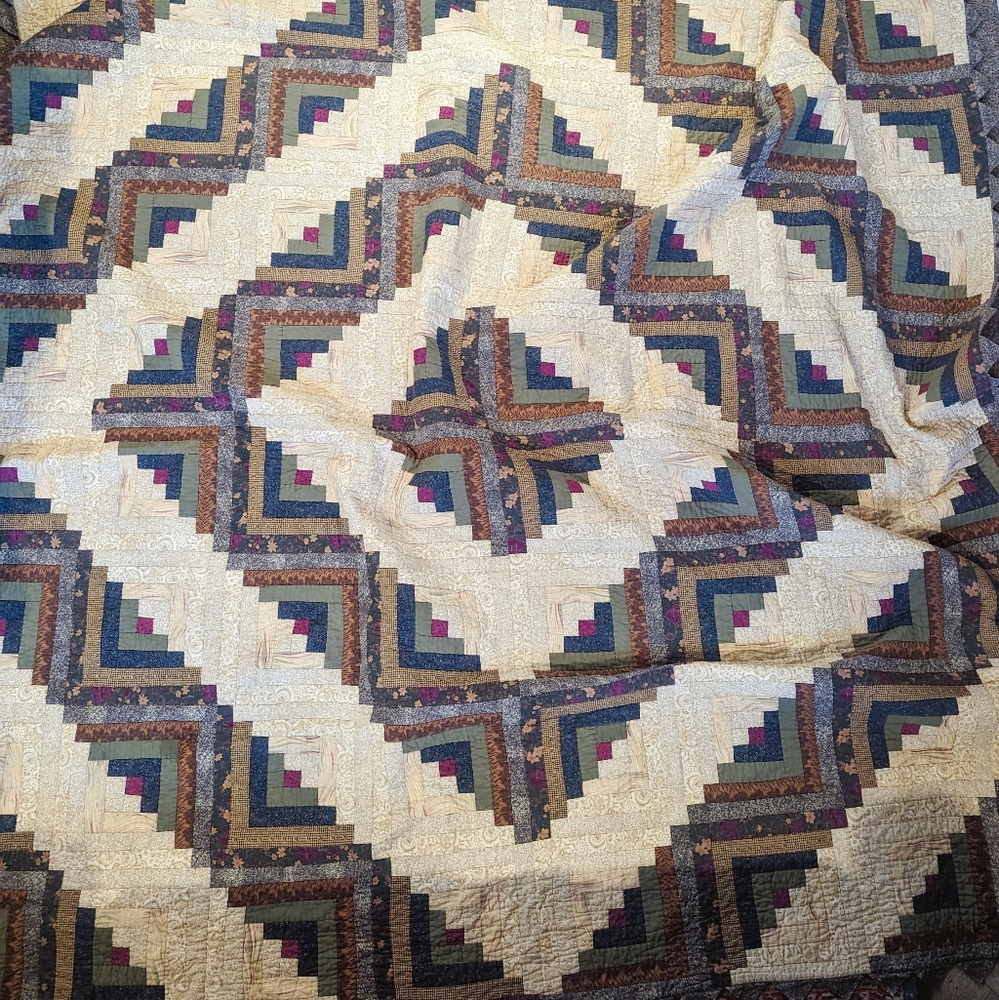 Log Cabin Y2K Vintage Donna Sharp Queen Quilt Bedding